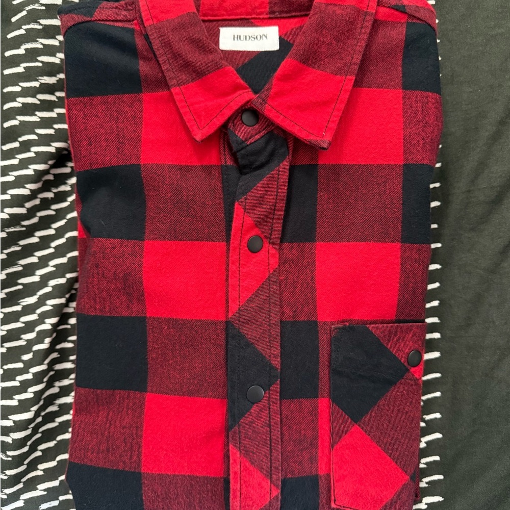 Hudson Jeans Men's Red Plaid Shirt